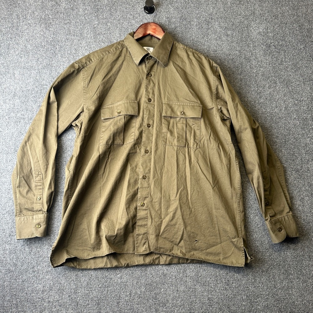 Cordings Piccadilly Button Up Shirt Mens 17-43 Brown Workwear Cotton Long Sleeve